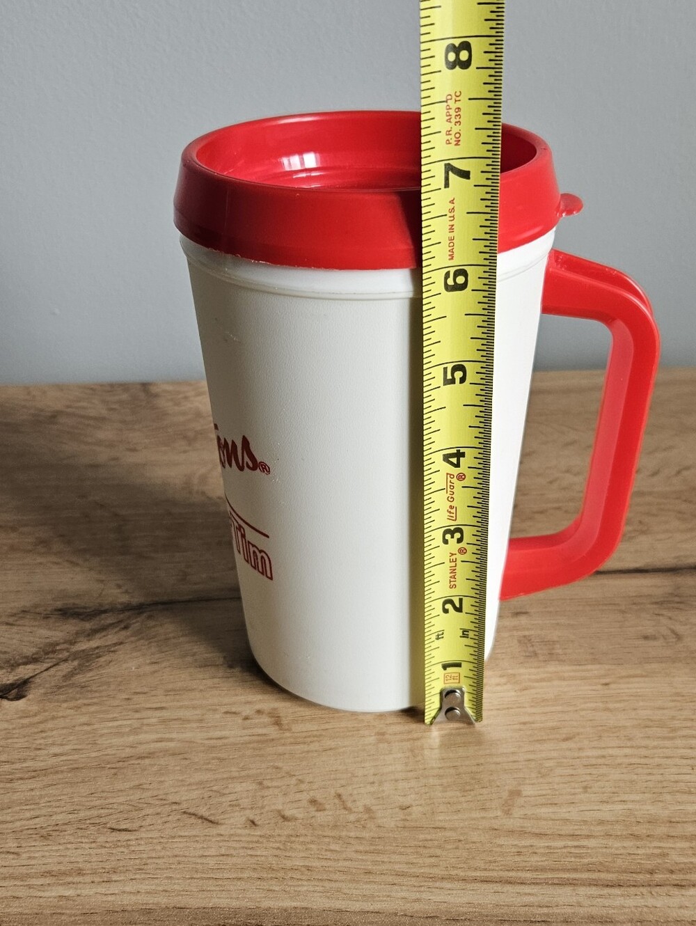 VTG Tim Hortons Super Tim Plastic Travel Mug Aladdin | Made In USA | Red White - Picture 15 of 16